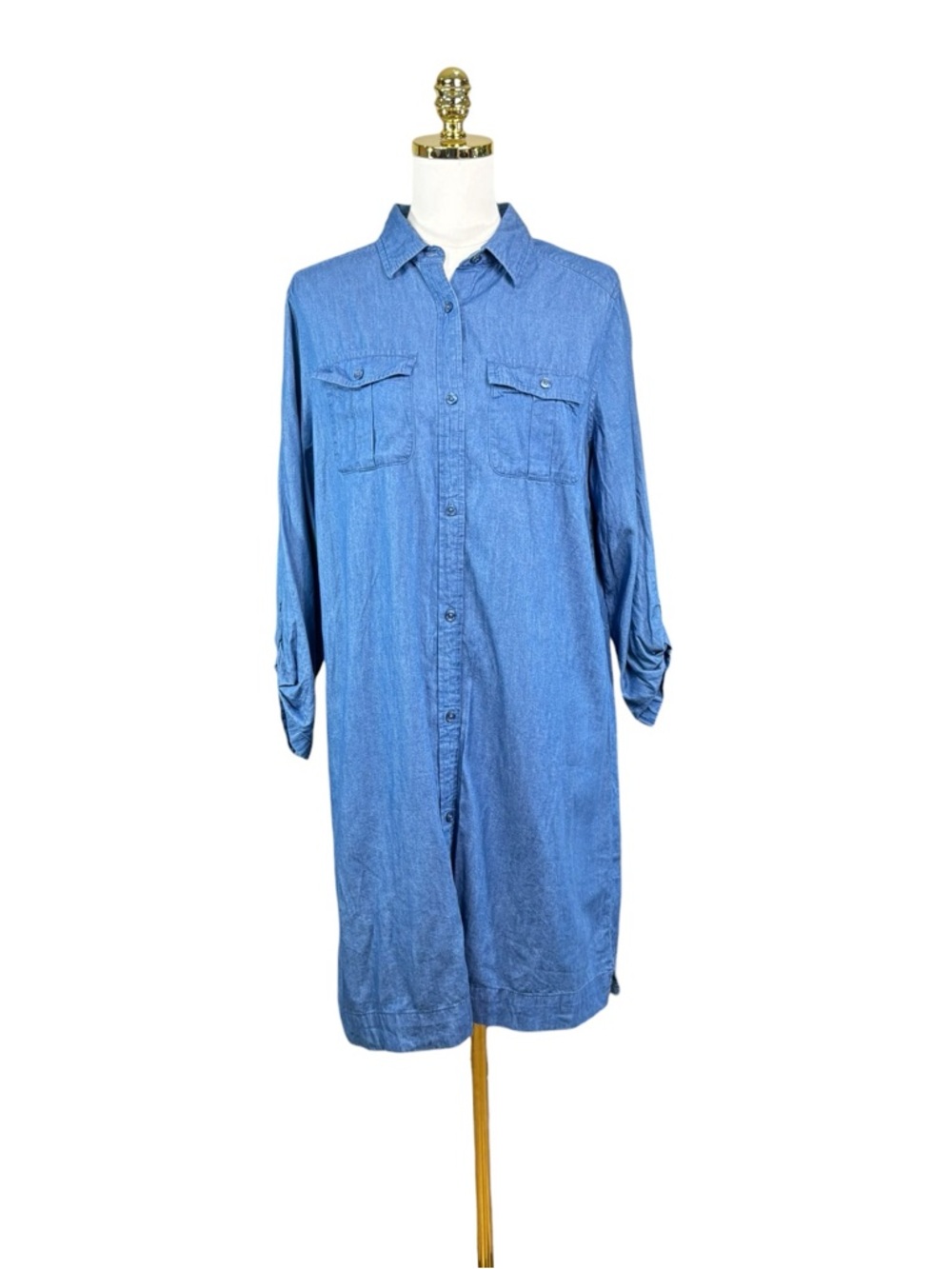 Ann Taylor Loft Outlet denim jean button down shirt dress size L